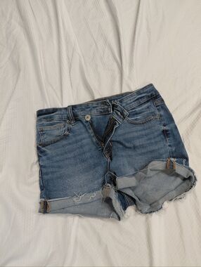 American Eagle Outfitters Light Blue Rolled-Hem Denim Shorts
